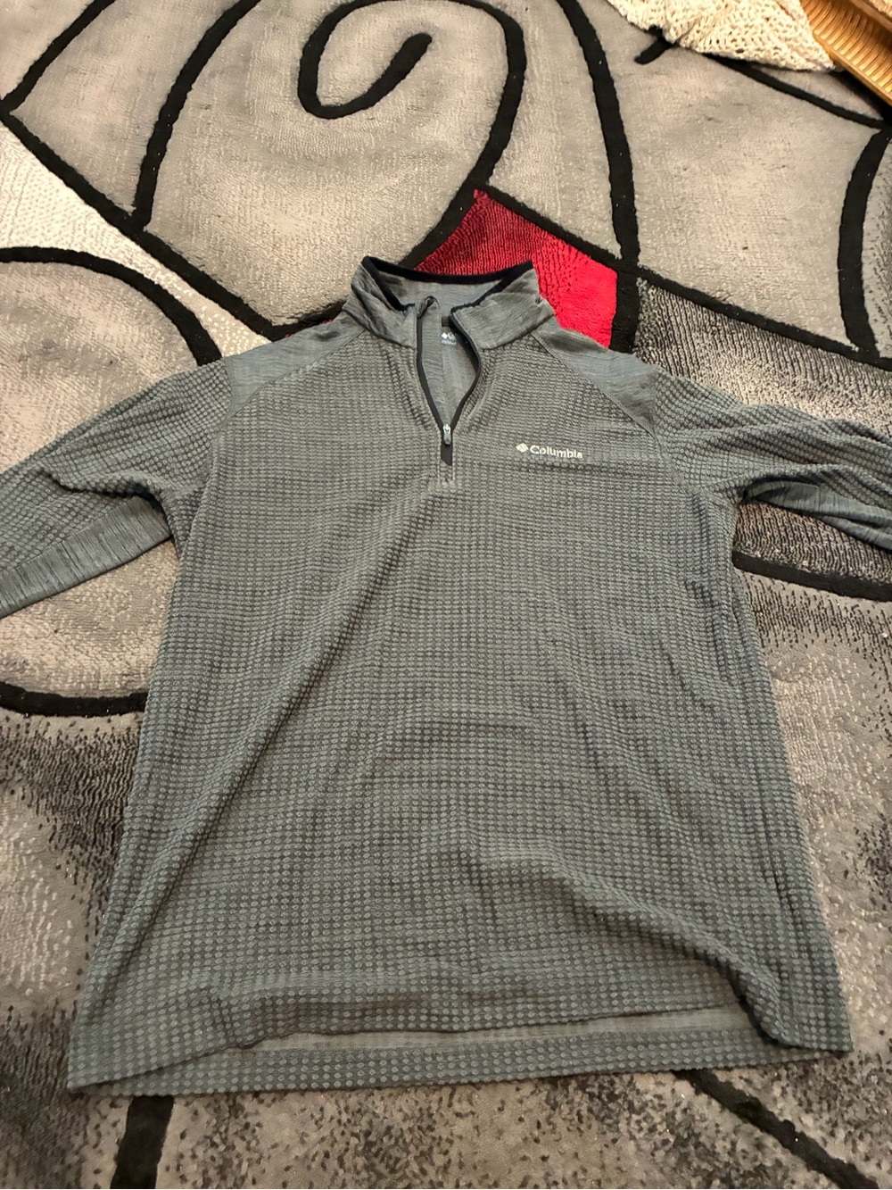 Columbia Men's Slate Gray Quarter-Zip Waffle Knit Pullover
